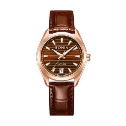 Bonia Elegance BNB10916-2542 Brown Leather Strap Women Watch 